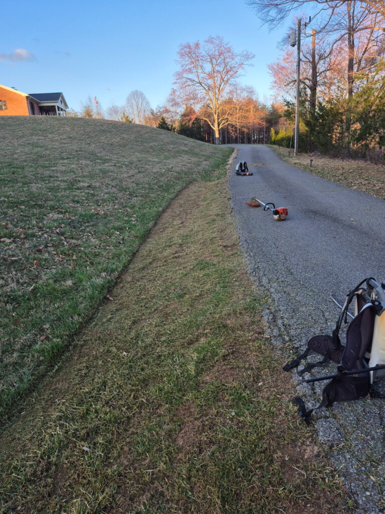 Precision lawn mowing and professional edging service in Roanoke.