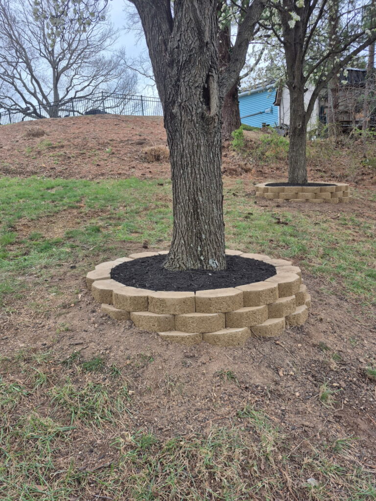 Professional stone retaining wall installation in Roanoke VA by Lopez Landscaping.