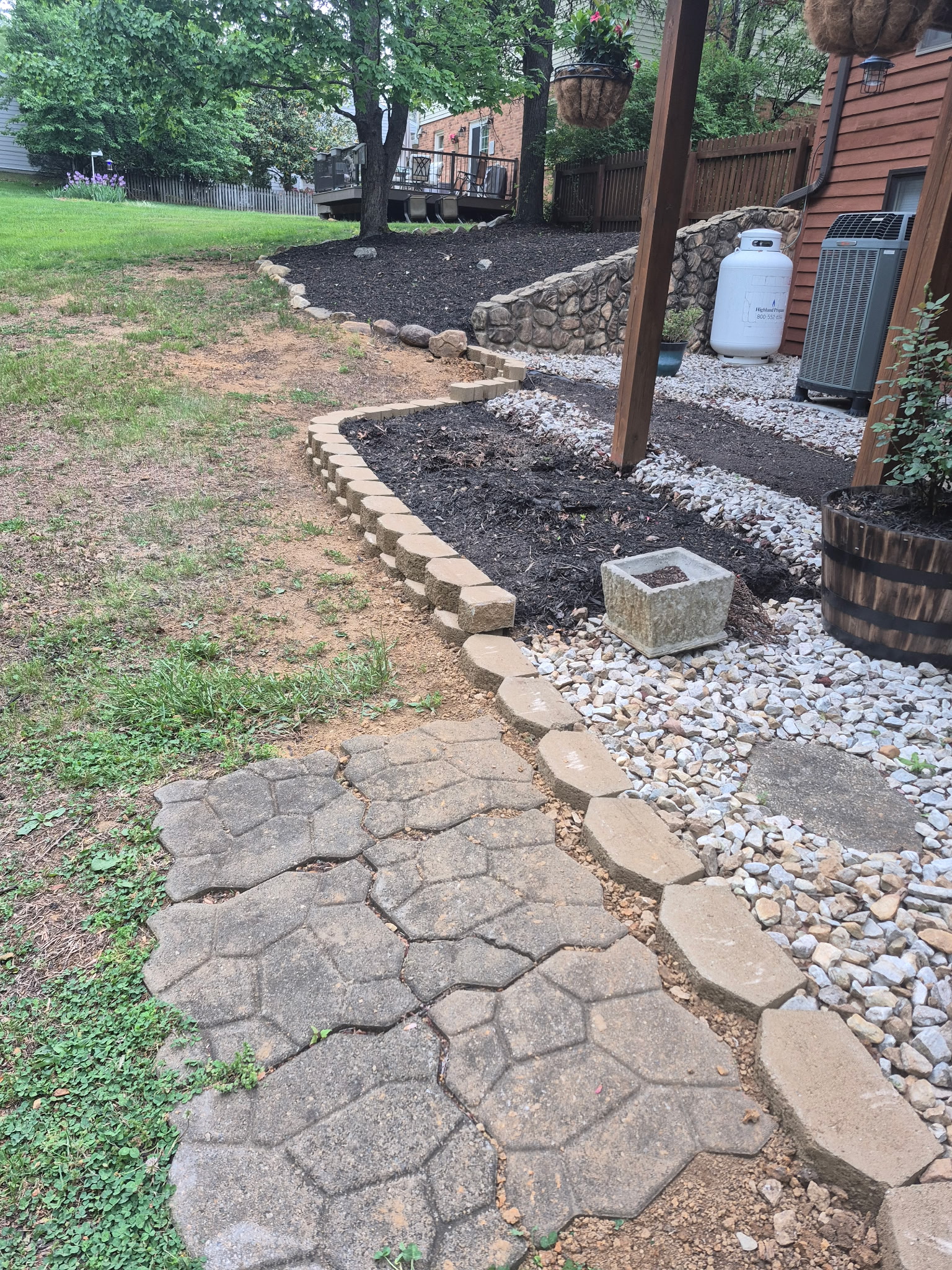 Natural stone edging for flower beds and landscape borders.